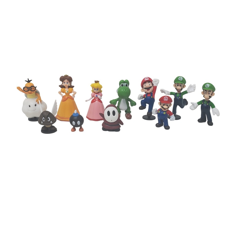 Nintendo Super Mario Bros Mini Figure Lot 2007 Mario Luigi Peach Yoshi 11pc